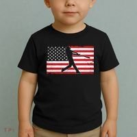 Baseball Player USA American Flag Toddler T-Shirt thumb 2