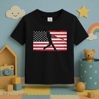 Baseball Player USA American Flag Toddler T-Shirt thumb 3