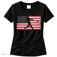 Baseball Player USA American Flag Women's T-Shirt thumb 0