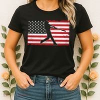 Baseball Player USA American Flag Women's T-Shirt thumb 2