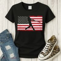 Baseball Player USA American Flag Women's T-Shirt thumb 3