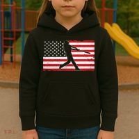 Baseball Player USA American Flag Kids Hoodie thumb 3