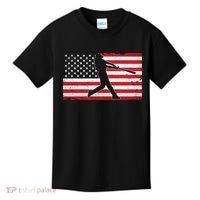 Baseball Player USA American Flag Kids T-Shirt thumb 0