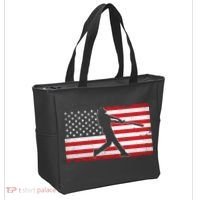 Baseball Player USA American Flag Tote Bag thumb 2