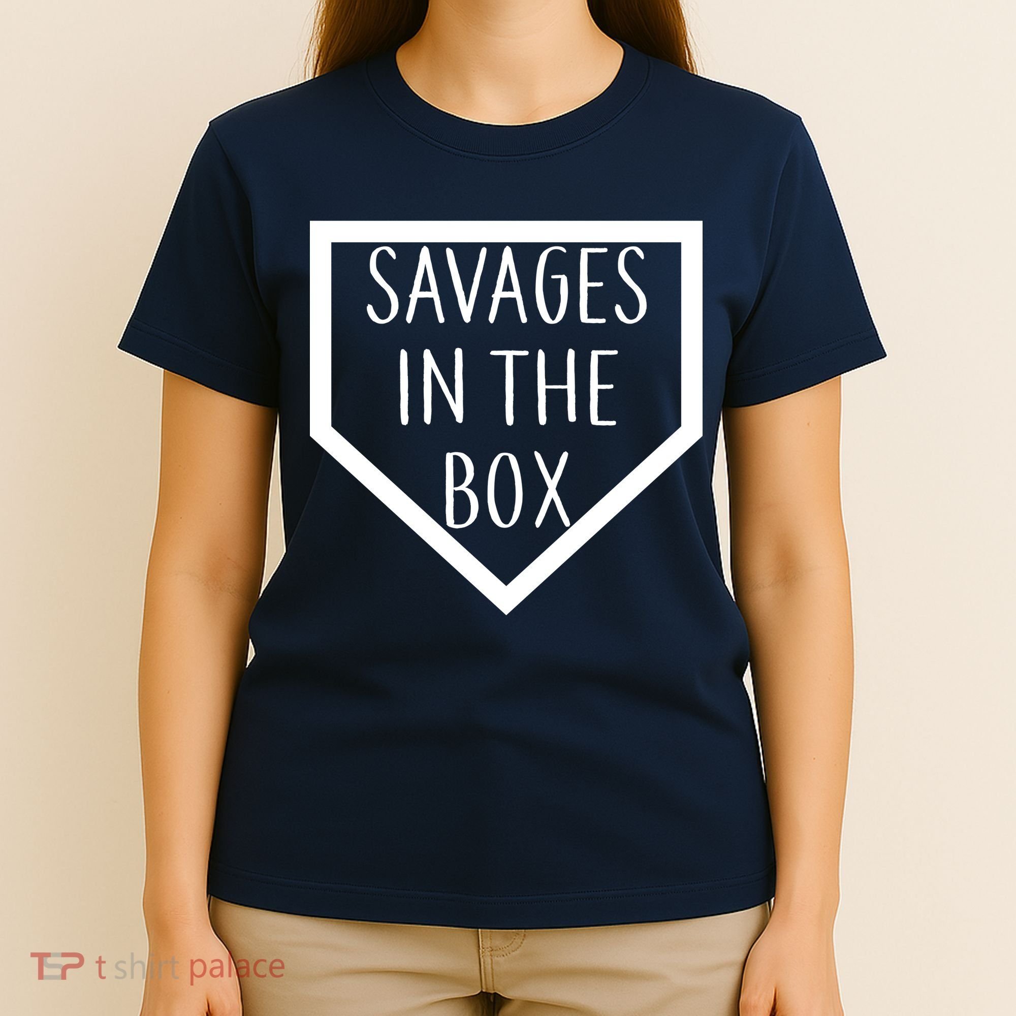 Baseball Savages In The Box Home Plate T-Shirt
