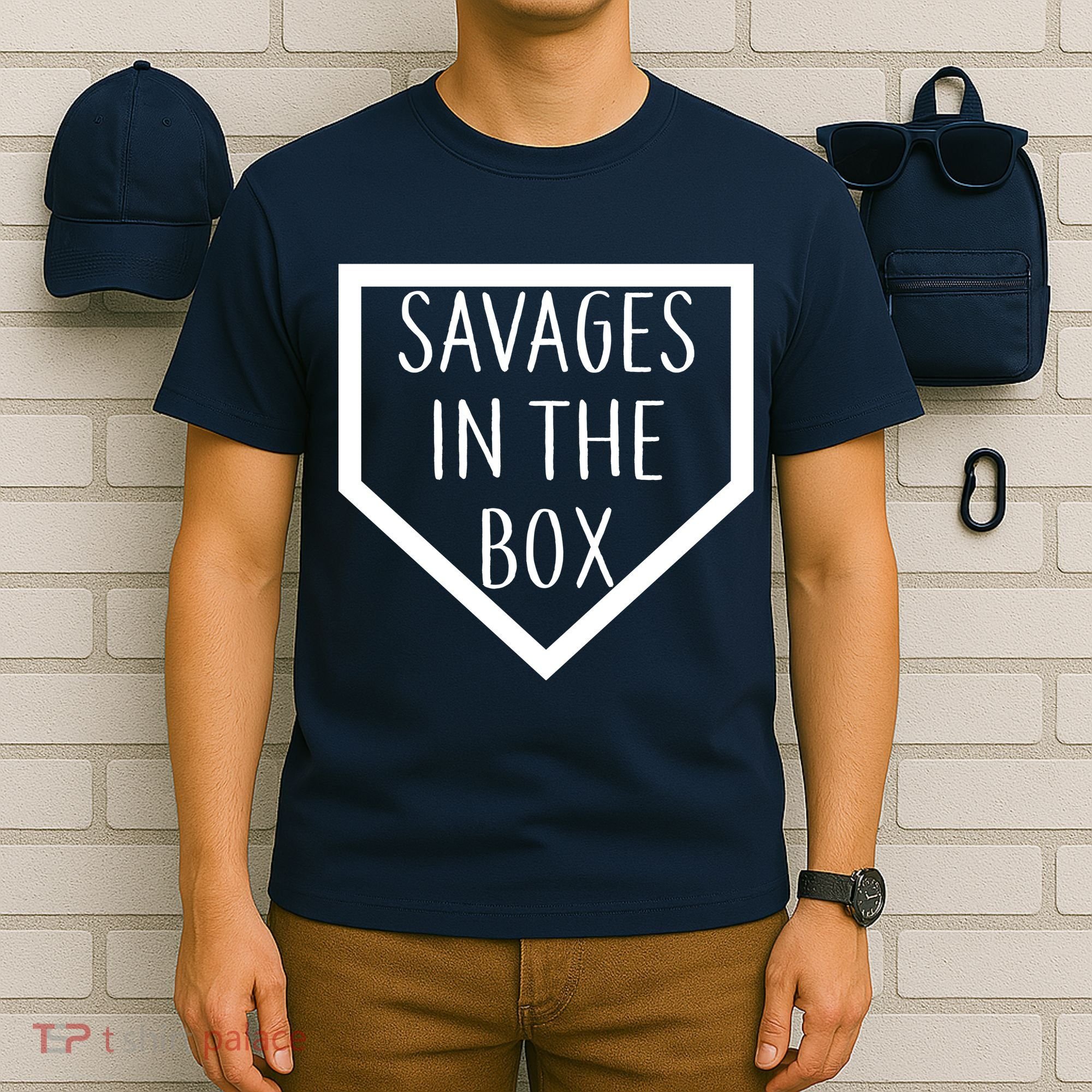 Baseball Savages In The Box Home Plate T-Shirt