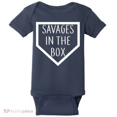 Baseball Savages In The Box Home Plate Baby Bodysuit