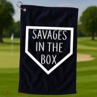 Baseball Savages In The Box Home Plate Golf Towel thumb 1