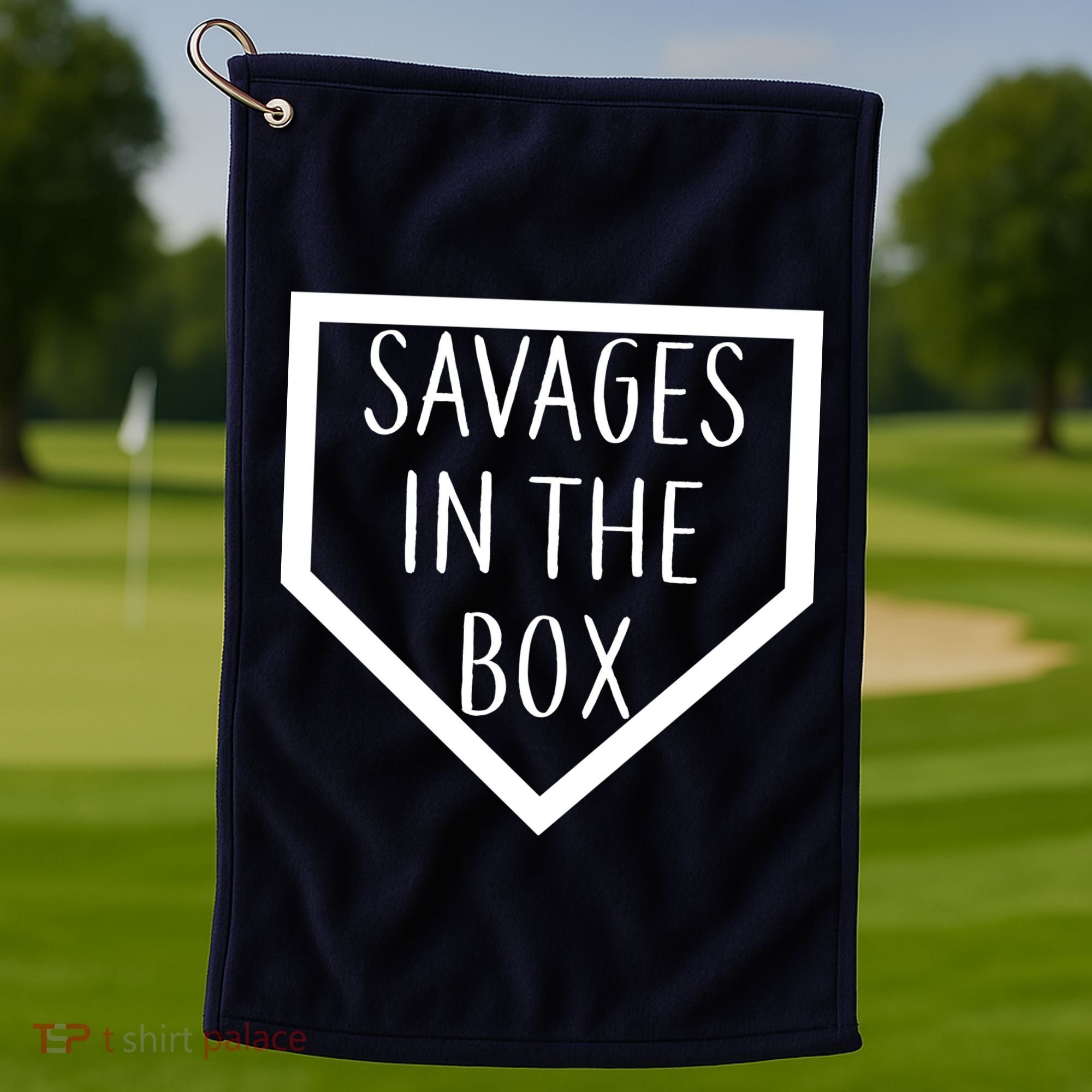 Baseball Savages In The Box Home Plate Golf Towel