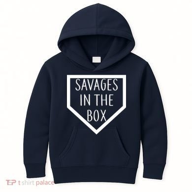 Baseball Savages In The Box Home Plate Kids Hoodie