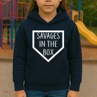 Baseball Savages In The Box Home Plate Kids Hoodie thumb 3