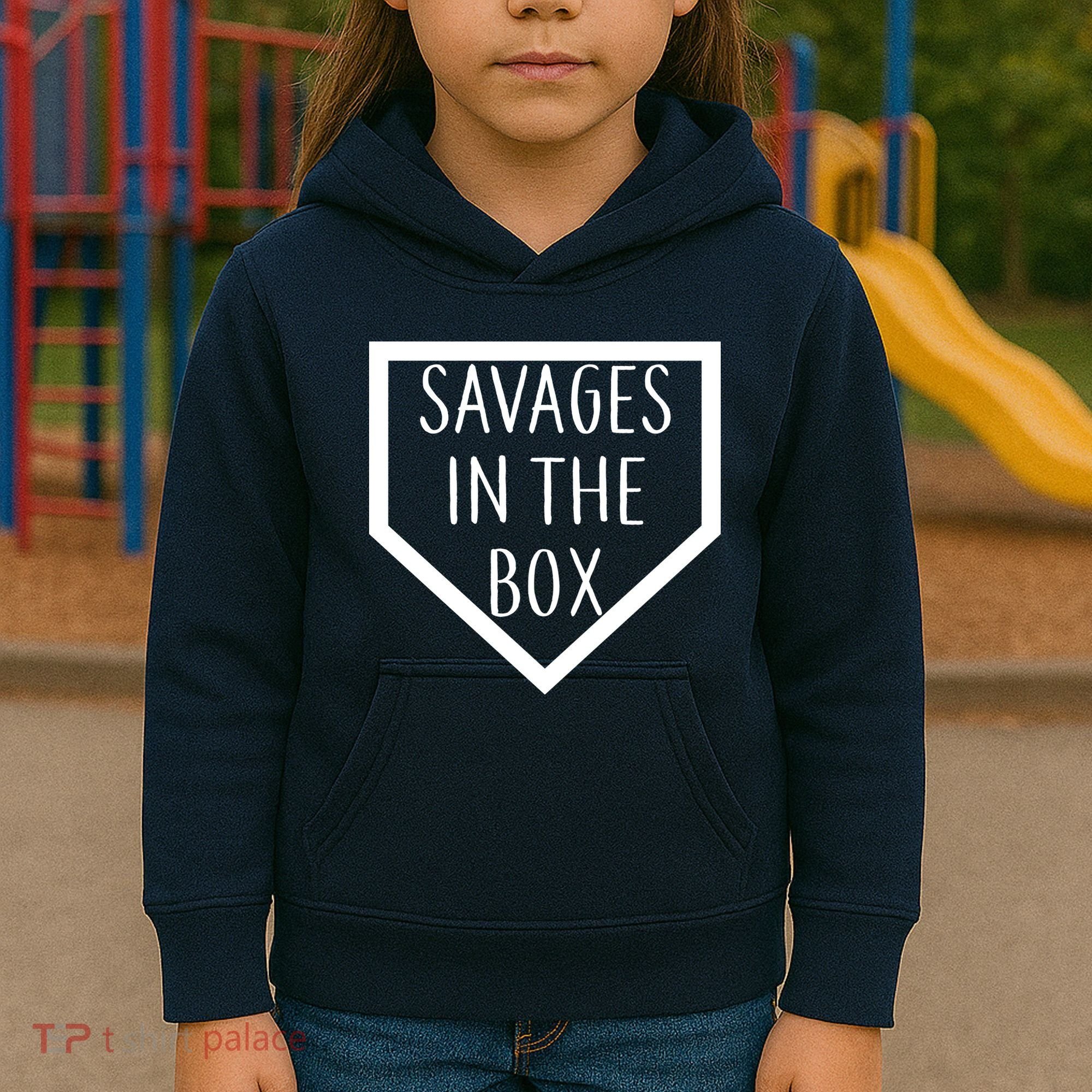 Baseball Savages In The Box Home Plate Kids Hoodie