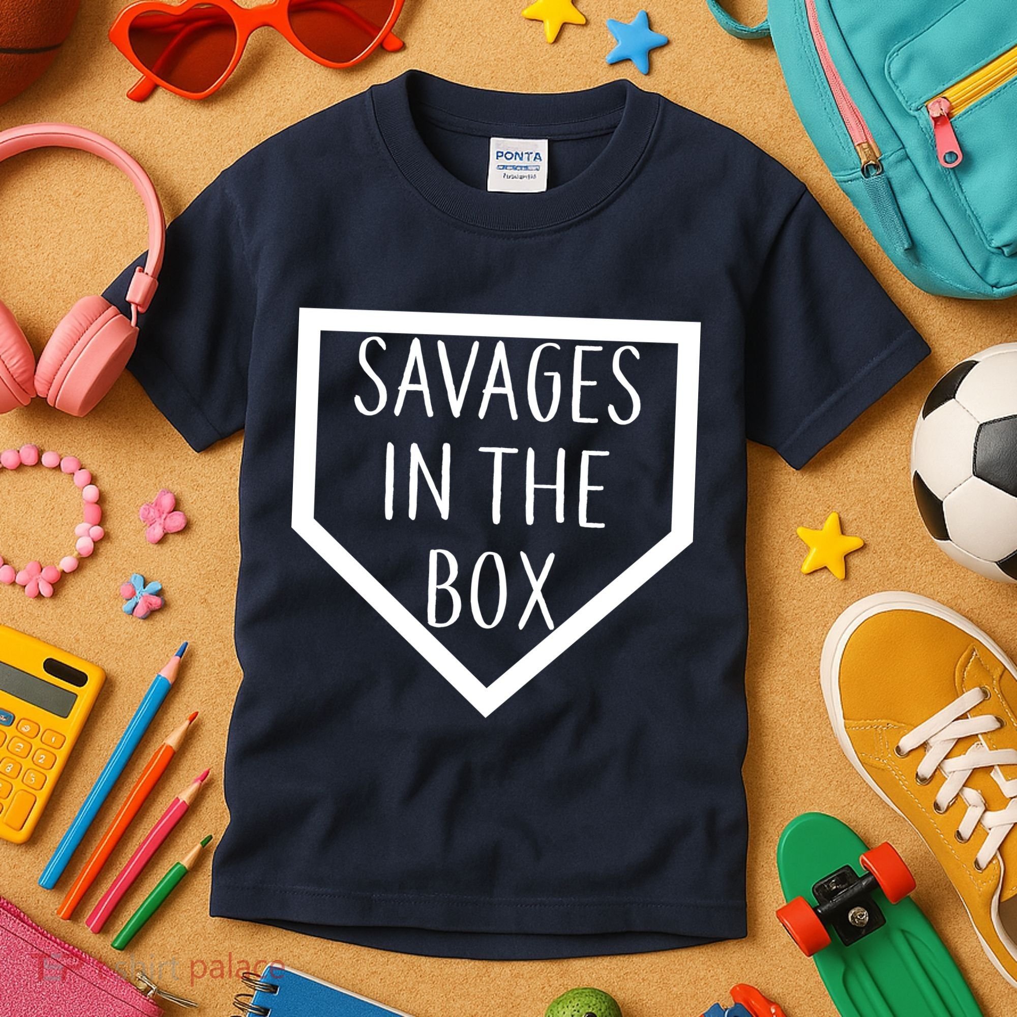 Baseball Savages In The Box Home Plate Kids T-Shirt