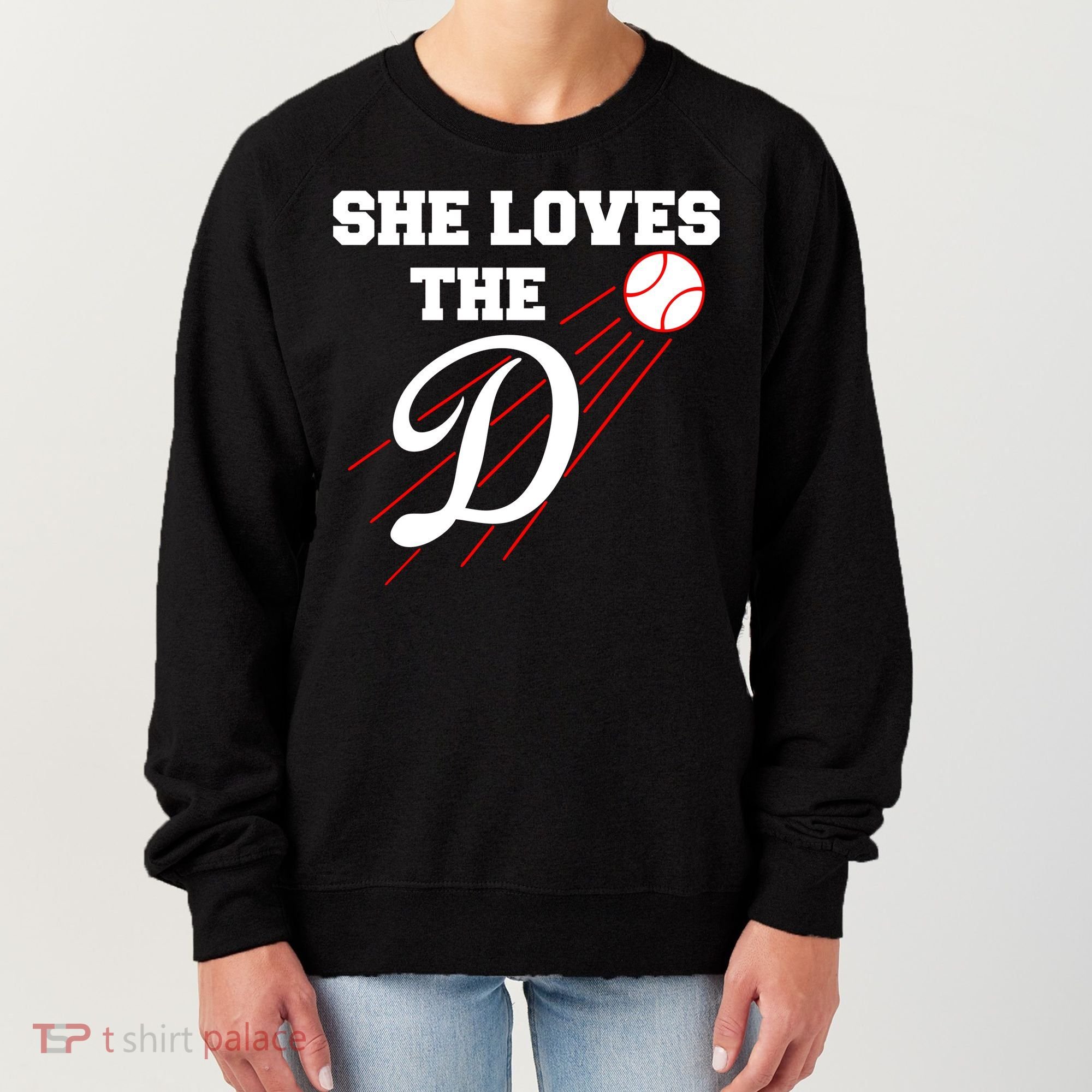 Baseball She Loves The D Los Angeles Women's Sweatshirt