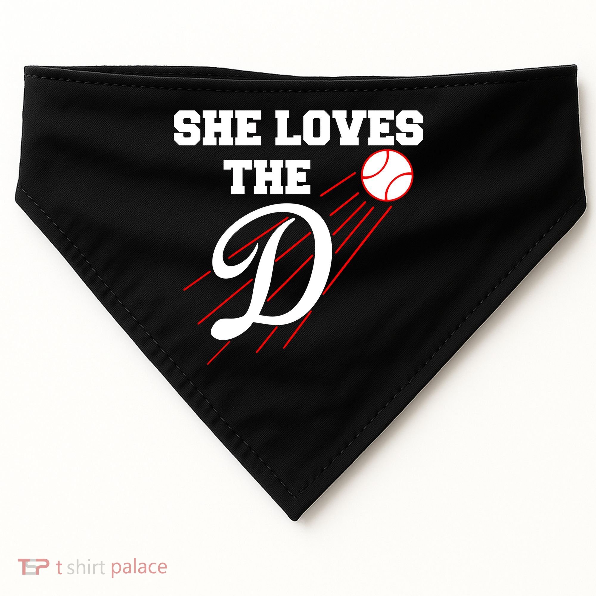 Baseball She Loves The D Los Angeles USA-Made Doggie Bandana