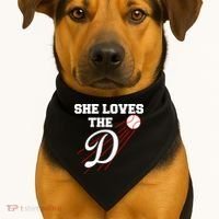 Baseball She Loves The D Los Angeles USA-Made Doggie Bandana thumb 1