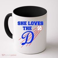 Baseball She Loves The D Los Angeles Coffee Mug thumb 0