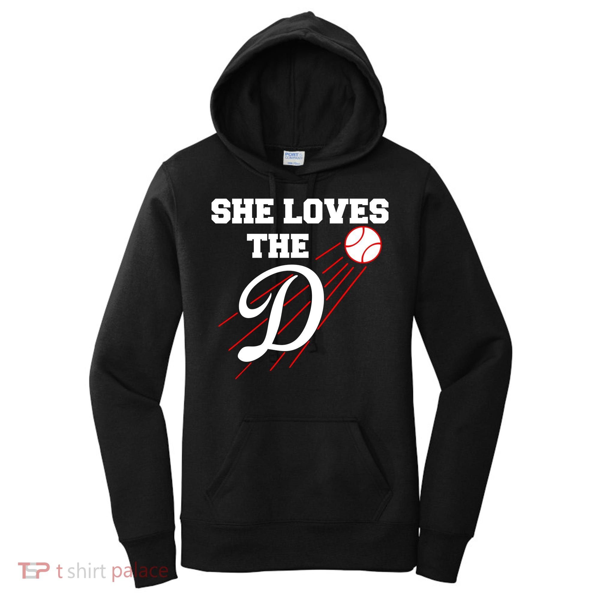 Baseball She Loves The D Los Angeles Women's Hoodie