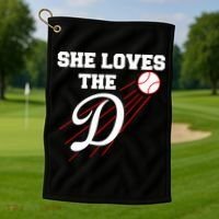 Baseball She Loves The D Los Angeles Golf Towel thumb 1