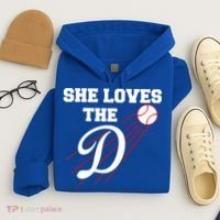Baseball She Loves The D Los Angeles Hoodie thumb 4