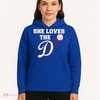 Baseball She Loves The D Los Angeles Hoodie thumb 5