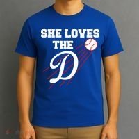 Baseball She Loves The D Los Angeles T-Shirt thumb 3