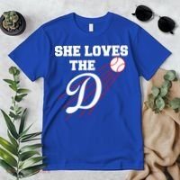 Baseball She Loves The D Los Angeles Premium T-Shirt thumb 2