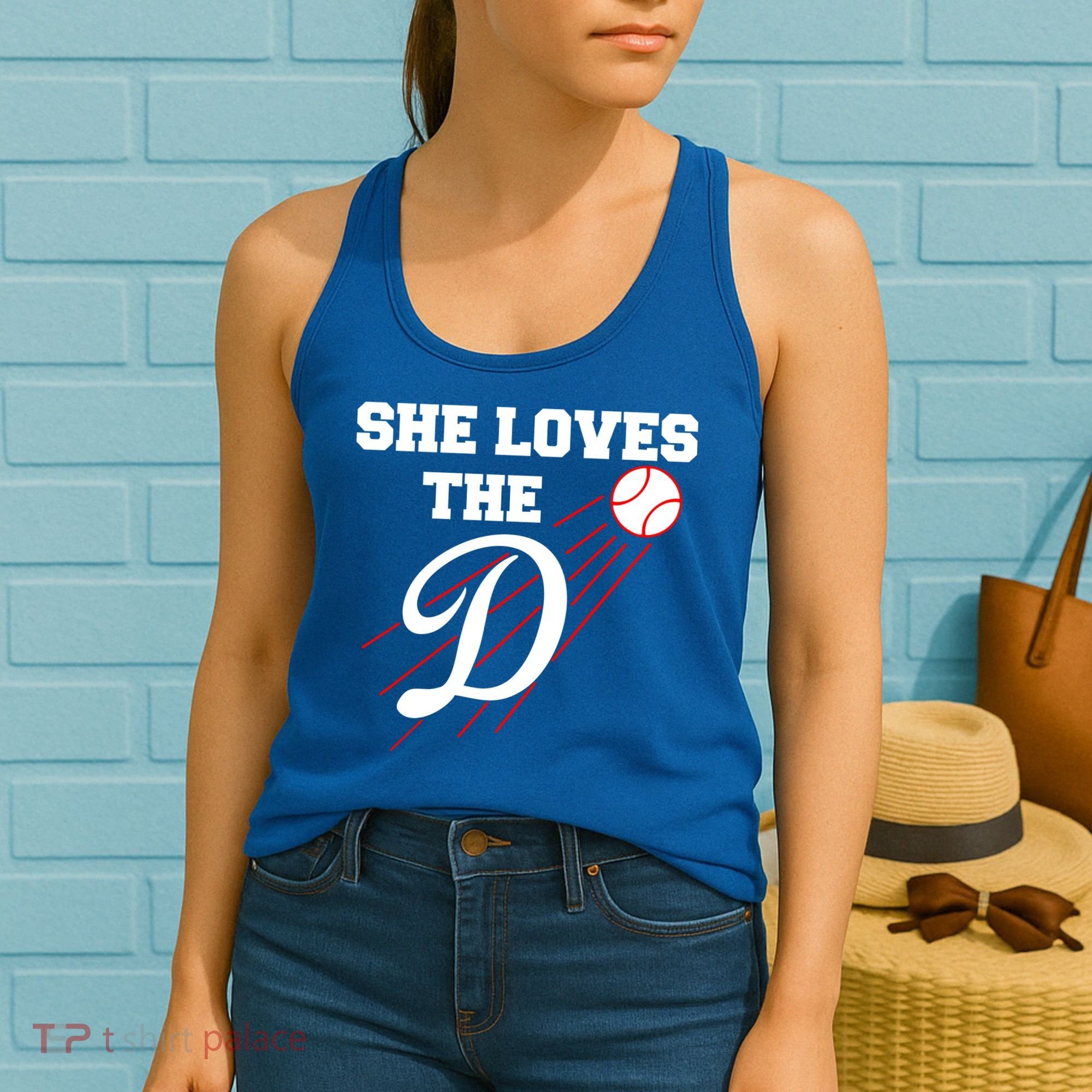 Baseball She Loves The D Los Angeles Women's Tank Top