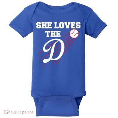 Baseball She Loves The D Los Angeles Baby Bodysuit