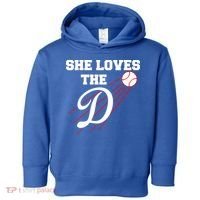 Baseball She Loves The D Los Angeles Toddler Hoodie thumb 0