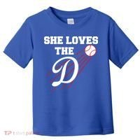 Baseball She Loves The D Los Angeles Toddler T-Shirt thumb 0
