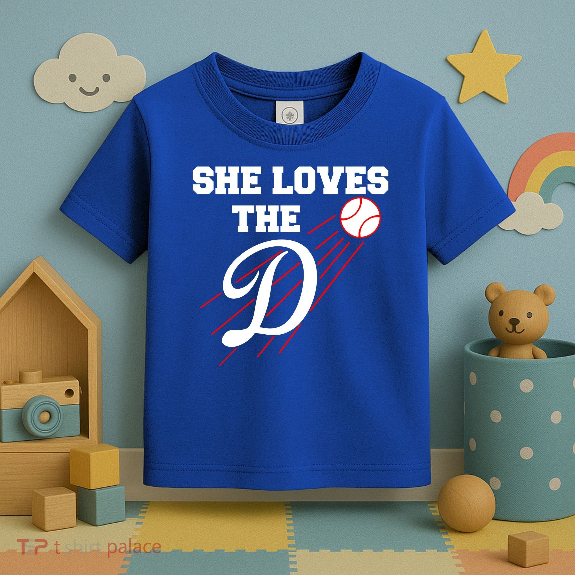 Baseball She Loves The D Los Angeles Toddler T-Shirt