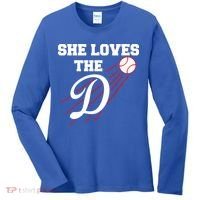 Baseball She Loves The D Los Angeles Women's Long Sleeve Shirt thumb 0