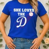 Baseball She Loves The D Los Angeles Women's T-Shirt thumb 2