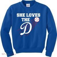 Baseball She Loves The D Los Angeles Kids Sweatshirt thumb 0