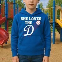Baseball She Loves The D Los Angeles Kids Hoodie thumb 2