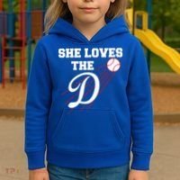 Baseball She Loves The D Los Angeles Kids Hoodie thumb 3