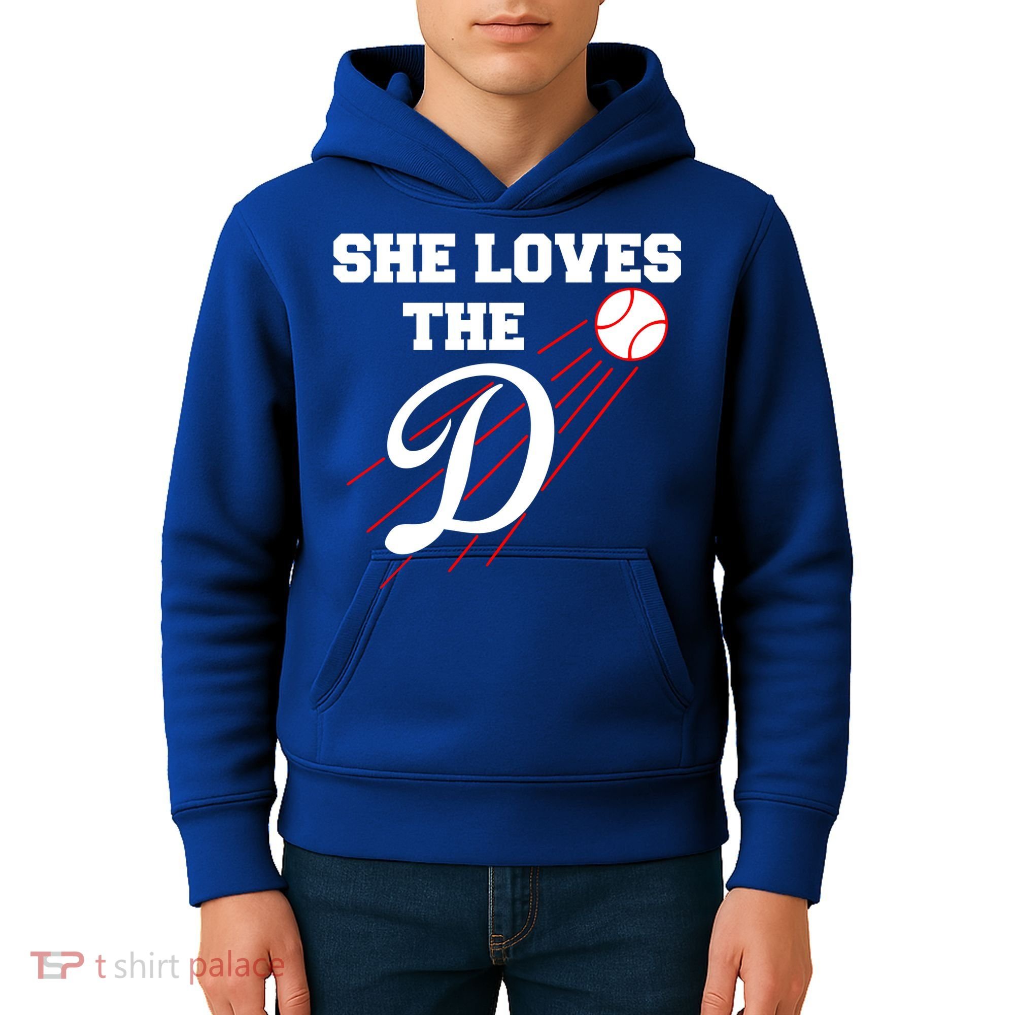 Baseball She Loves The D Los Angeles Kids Hoodie