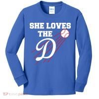 Baseball She Loves The D Los Angeles Kids Long Sleeve Shirt thumb 0