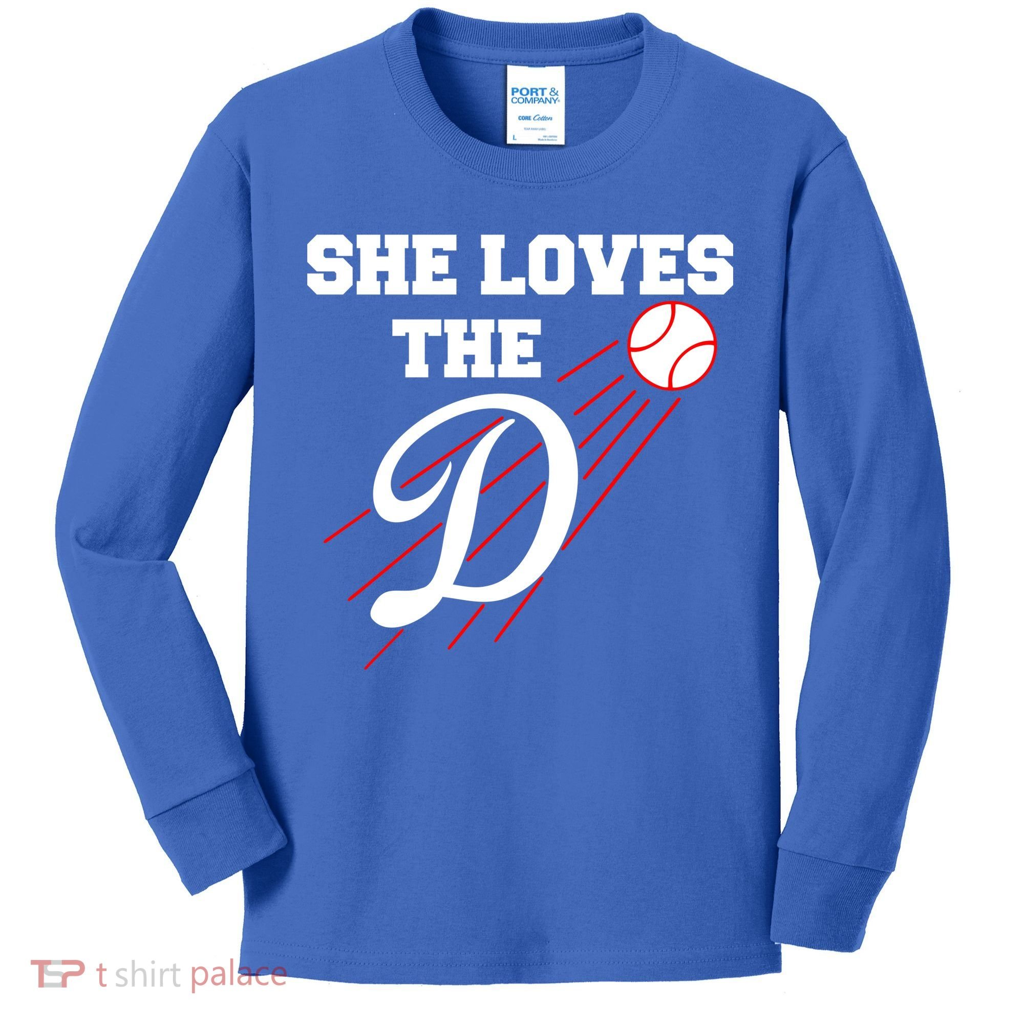 Baseball She Loves The D Los Angeles Kids Long Sleeve Shirt