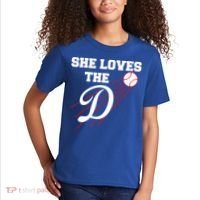Baseball She Loves The D Los Angeles Kids T-Shirt thumb 2