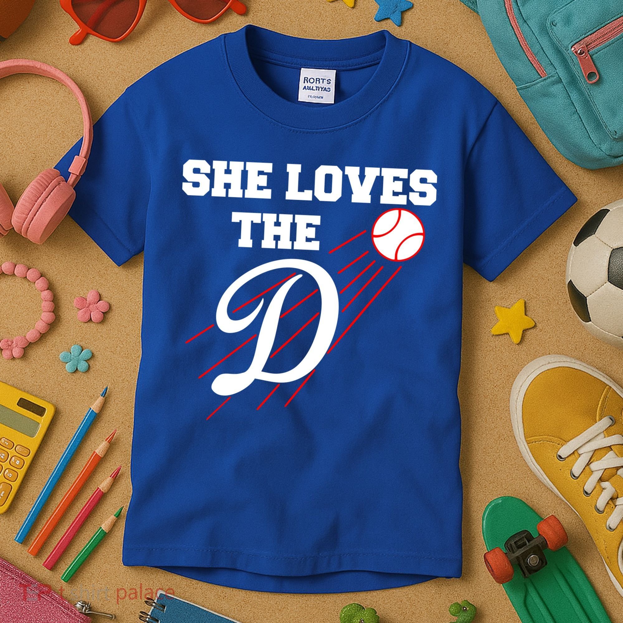 Baseball She Loves The D Los Angeles Kids T-Shirt