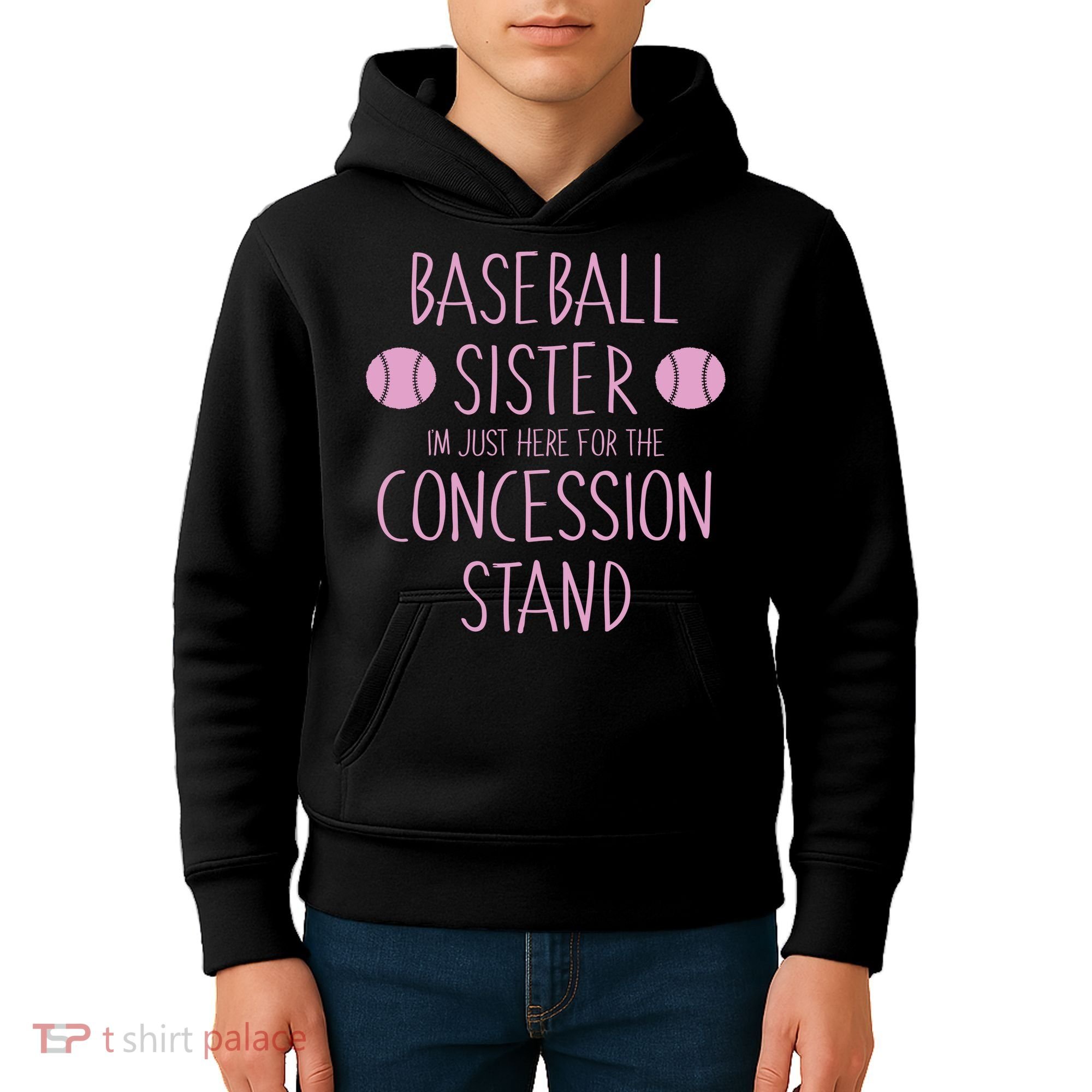 Baseball Sister I'm Just Here For The Concession Stand Kids Hoodie