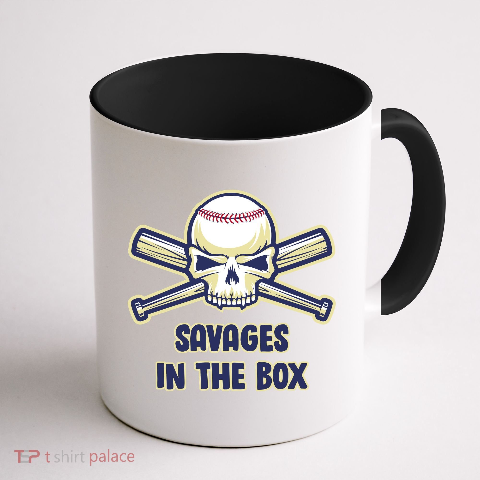 Baseball Skull Savages In The Box Coffee Mug