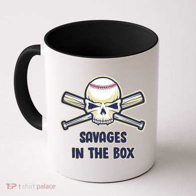 Baseball Skull Savages In The Box Coffee Mug