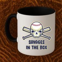 Baseball Skull Savages In The Box Coffee Mug thumb 2