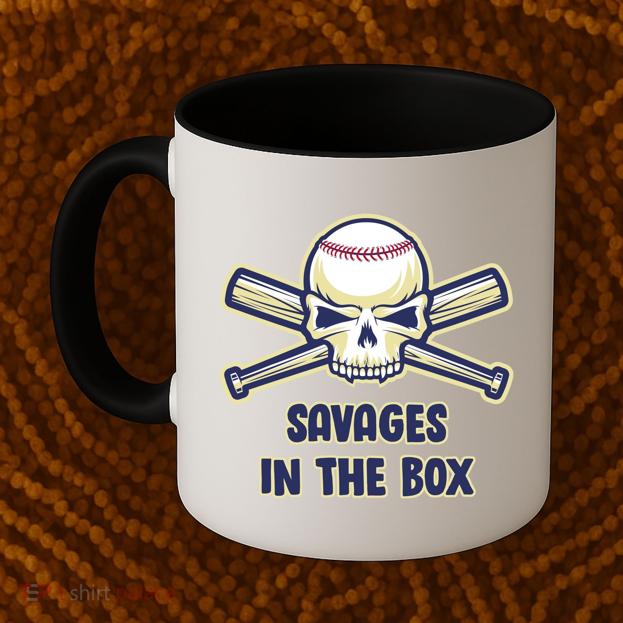 Baseball Skull Savages In The Box Coffee Mug