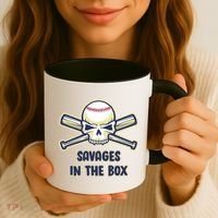 Baseball Skull Savages In The Box Coffee Mug thumb 3