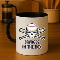 Baseball Skull Savages In The Box Coffee Mug thumb 4