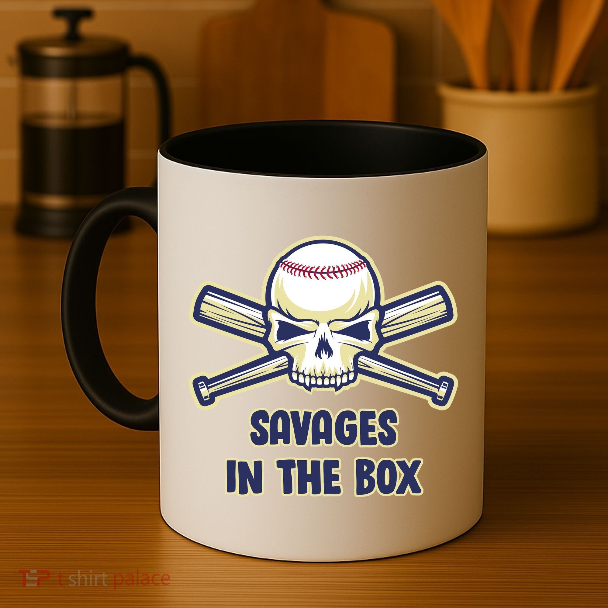 Baseball Skull Savages In The Box Coffee Mug